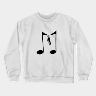 Man hanging on a musical note Crewneck Sweatshirt